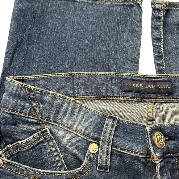 SOLD Rock & Republic Woman’s Blue Distressed Stretch Kasandra Bootcut Jeans - Picture 5 of 14